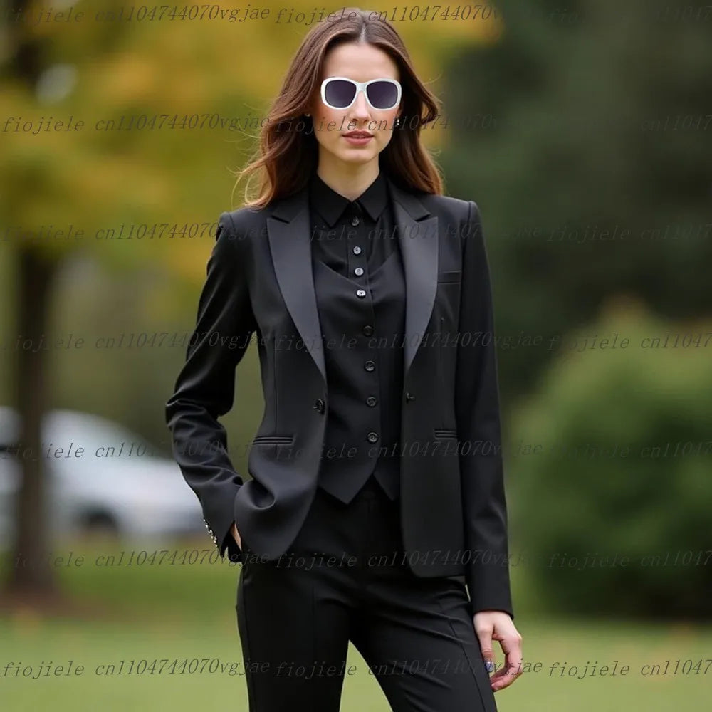 Dark Red Formal Business Women Suit Wedding Party Prom Ladies Mother Girl Wife Tuxedos Costume 3 Piece Set Blazer Vest Pants