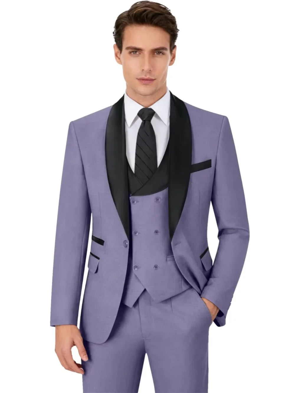Multi-colors Men's Handsome Suits 3 Pieces Banquet Party Wear Classic Shawl Lapel Suit Set Wedding Groom Sets Plus Size Tuxedo
