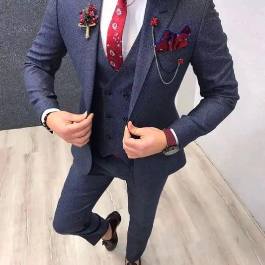 2023 Slim Fit Wedding Groom Tuxedo Suits 3 Pieces Set for Men Formal Business Party Blazer Bridegroom Groomsmen Suit New Arrival