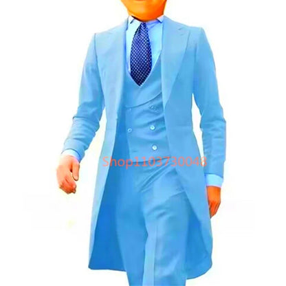 Costume queue de pie pour homme, costume de cérémonie, veste à revers pointus, gilet et pantalon pour fête, mariage, danse, performance de magie.