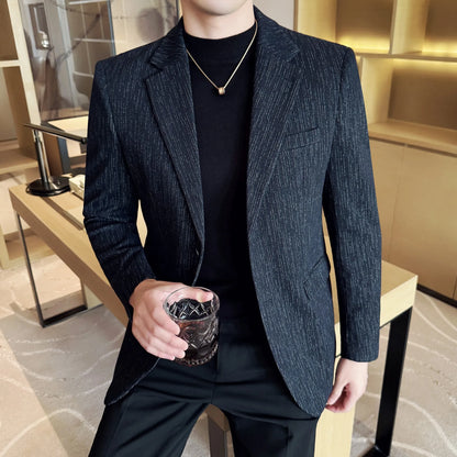 New Fashion Meteor Striped Suit Jacket High Quality Men's Slim Fit Business Formal Social Prom Party Casual Tuxedos 5XL-M