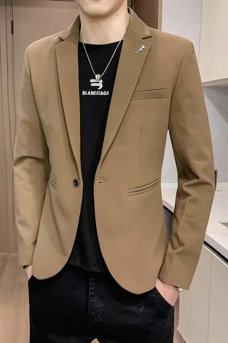 Blazer Outdoor Men's Velvet Fashion Business Korean-style Travel Wedding Solid Color Slimming Casual High Formal Wear Blazer