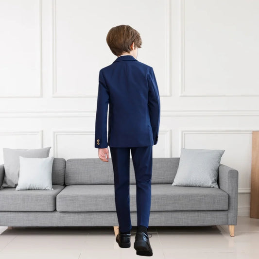Children's Spring Autumn Blazer Set For Wedding Kids Jacket Vest Pants Bowtie+Pocket Towel 5Pieces Formal Birthday Party Wear
