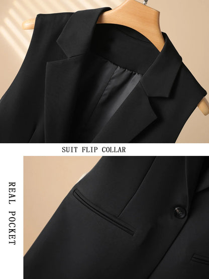 Simple one-button blazer-style vest for women spring and autumn style suitable for workplace and business commuting