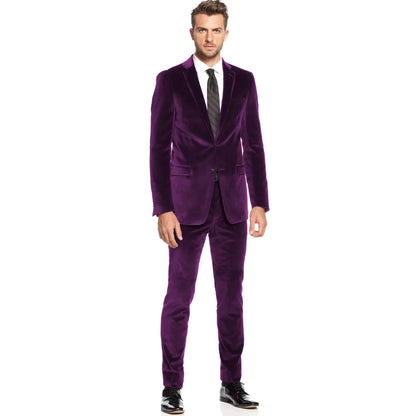 Costume Homme 2 Pièces en Velours Coupe Slim Blazer Simple Boutonnage avec Pantalon Tuxedo de Mariage pour Homme Tenue de Soirée d'Affaires pour Homme