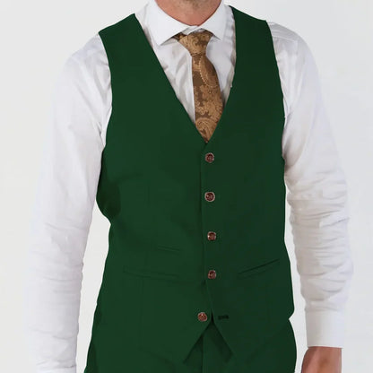 Men's Formal Vest Single Button V-Neck Solid Waistcoat for Weddings Banquets and Business