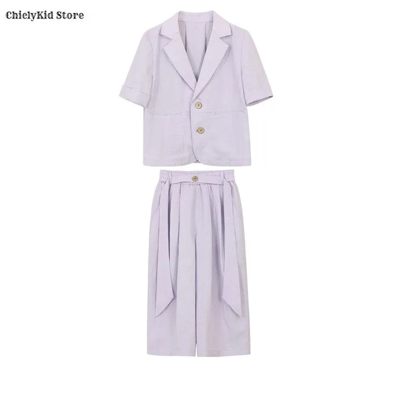 Boys Solid Short Sleeves Blazer Jack Vest Pants Children Suit Waistcoat Wedding Clothes Sets Toddler Formal Dress Kids Tuxedos