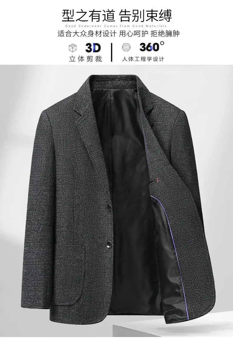 Blazer Autumn and Winter Men's Fashion Business Outdoor Travel Checkered Wedding Youth Slimming Casual High Formal Wear Blazer