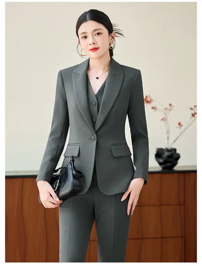 Fashionable professional women's two-piece pant+ suit jacket. Sophisticated elegant, slim fit comfortable. 2025 new style