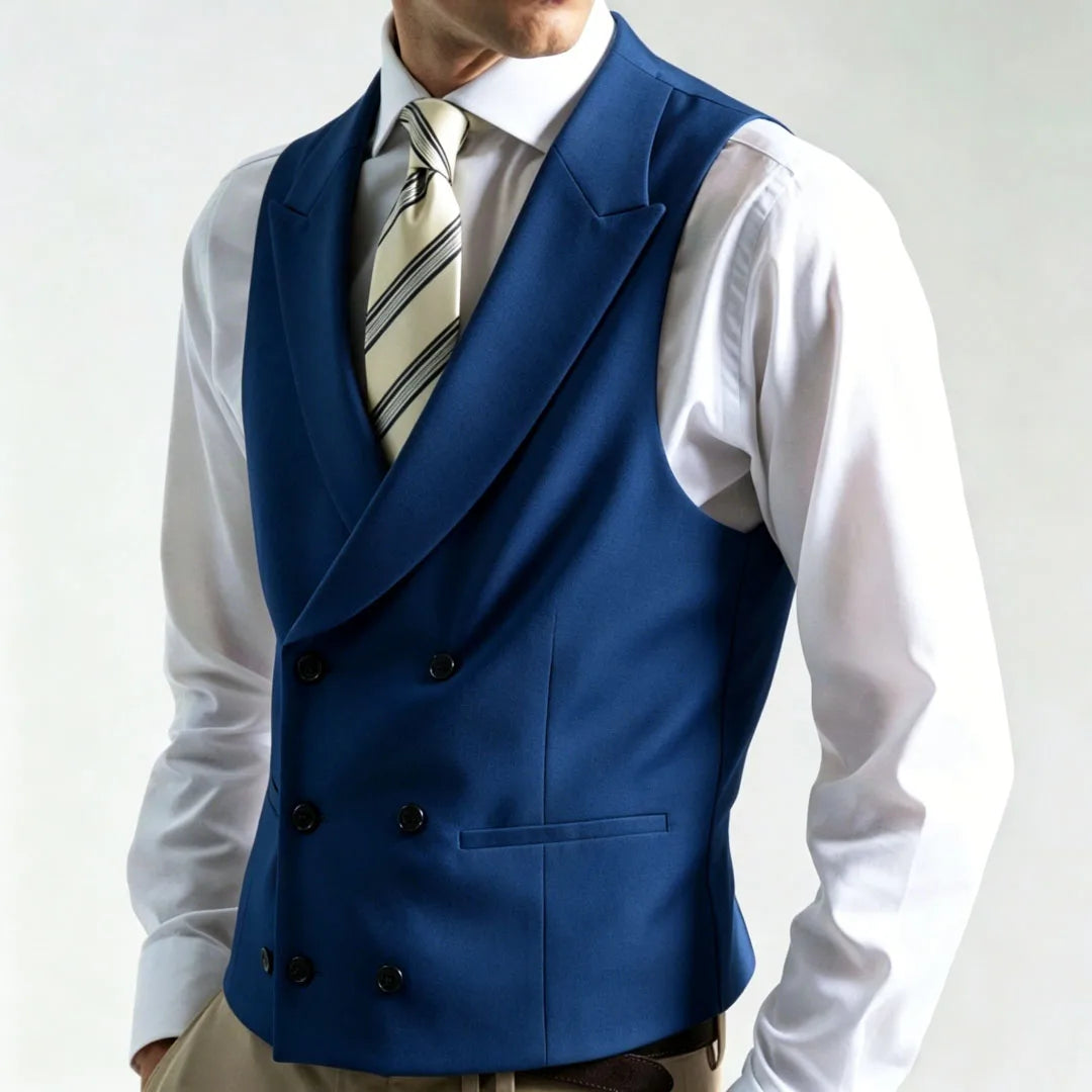 Men's Double Breasted Formal Vest – Tailored Waistcoat for Weddings & Business