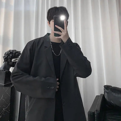 Men Korean Style Casual Blazer 2026 Spring Autumn Wrinkle Free Trendy Ins Couple Jacket Fashion Suit Coat