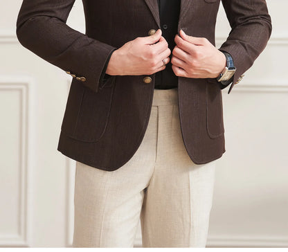 High Quality Men's Denim Style Suit Jacket Vintage Luxury Slim Fit Business Fashion Casual Suit Coat Formal Wedding Tuxedos