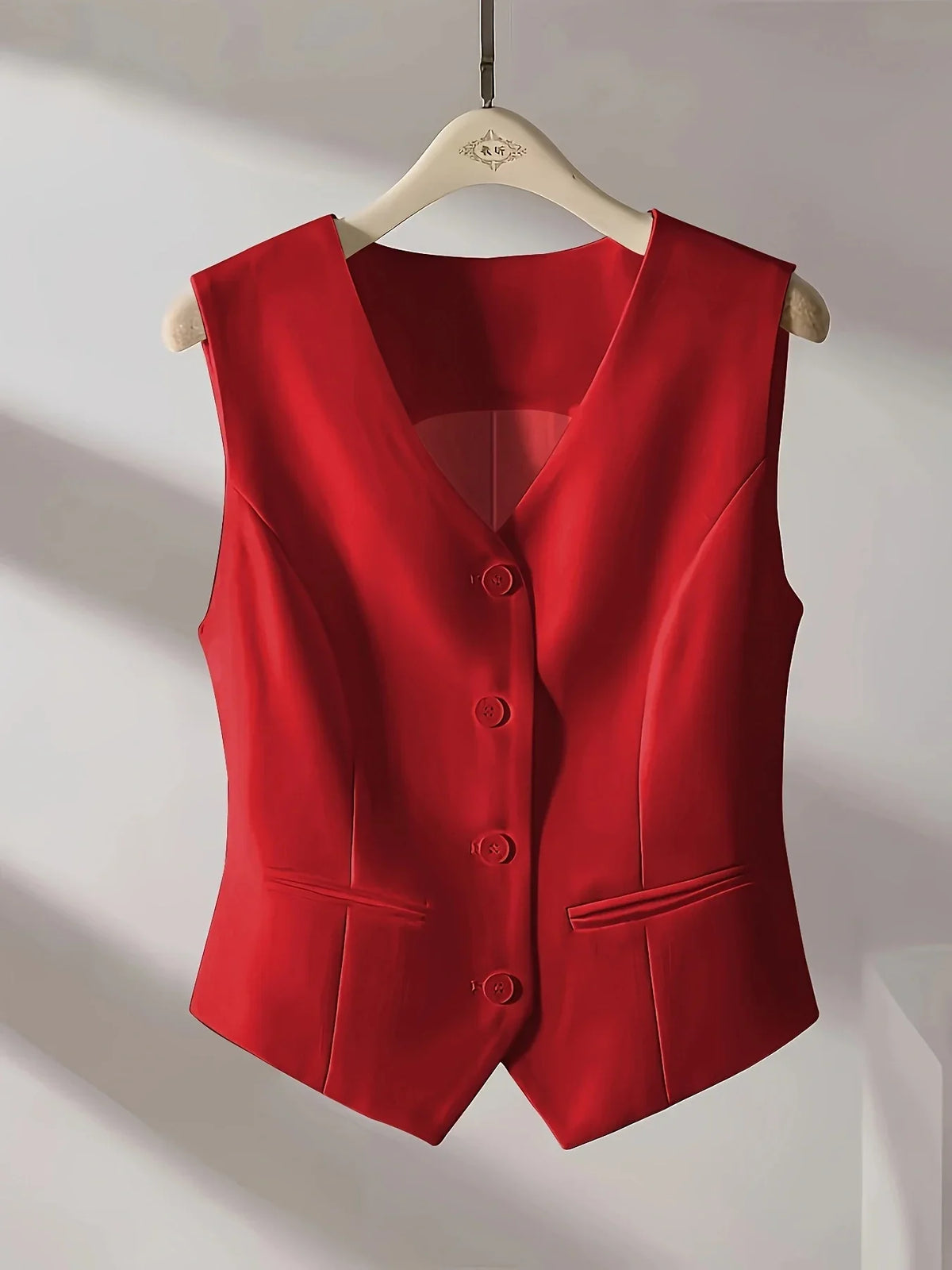 Women's Sleeveless Vest V-Neck Button Front Cut Casual Style With Elegant Spring Summer and Fall Routine Suitable for the Office