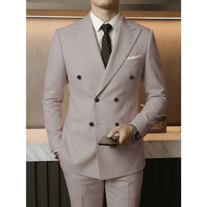 Costume Homme Slim Fit 2 Pièces Croisé, Ensemble Blazer & Pantalon pour Affaires, Mariage, Bal, Tuxedo
