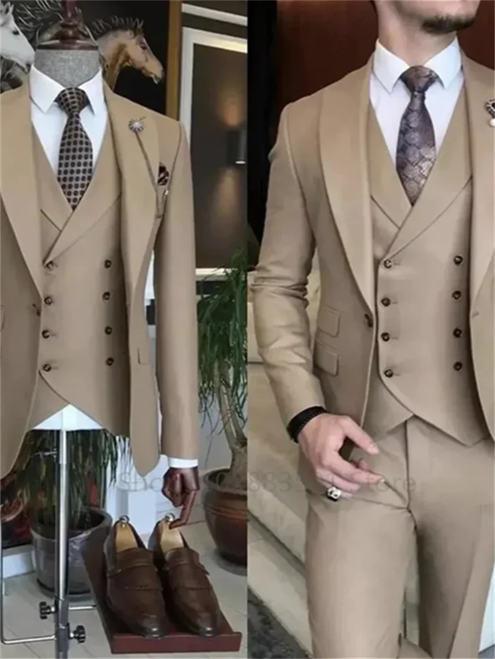 3 Pieces Men's Slim Fit Suits Wedding Groom Prom Terno Masculino Custom Blazer Jacket Vest Pant Sets