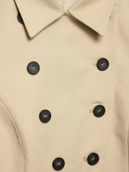 Women Trendy Short Sleeve Blazer Double Breasted Slim Fit Khaki Blazer 2026 Spring Summer Commute Lady Slim Short Top