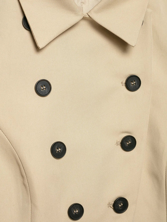 Women Trendy Short Sleeve Blazer Double Breasted Slim Fit Khaki Blazer 2026 Spring Summer Commute Lady Slim Short Top