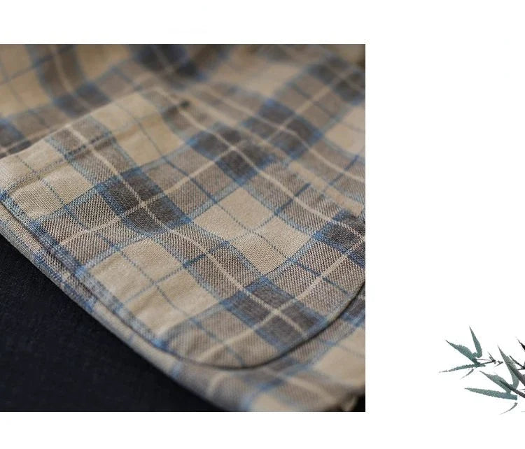 Fashion Chic Cotton Plaid Blazer Female Spring and Autumn New Literary Retro Elegant Commuter Small Incense Wind Jacket Women
