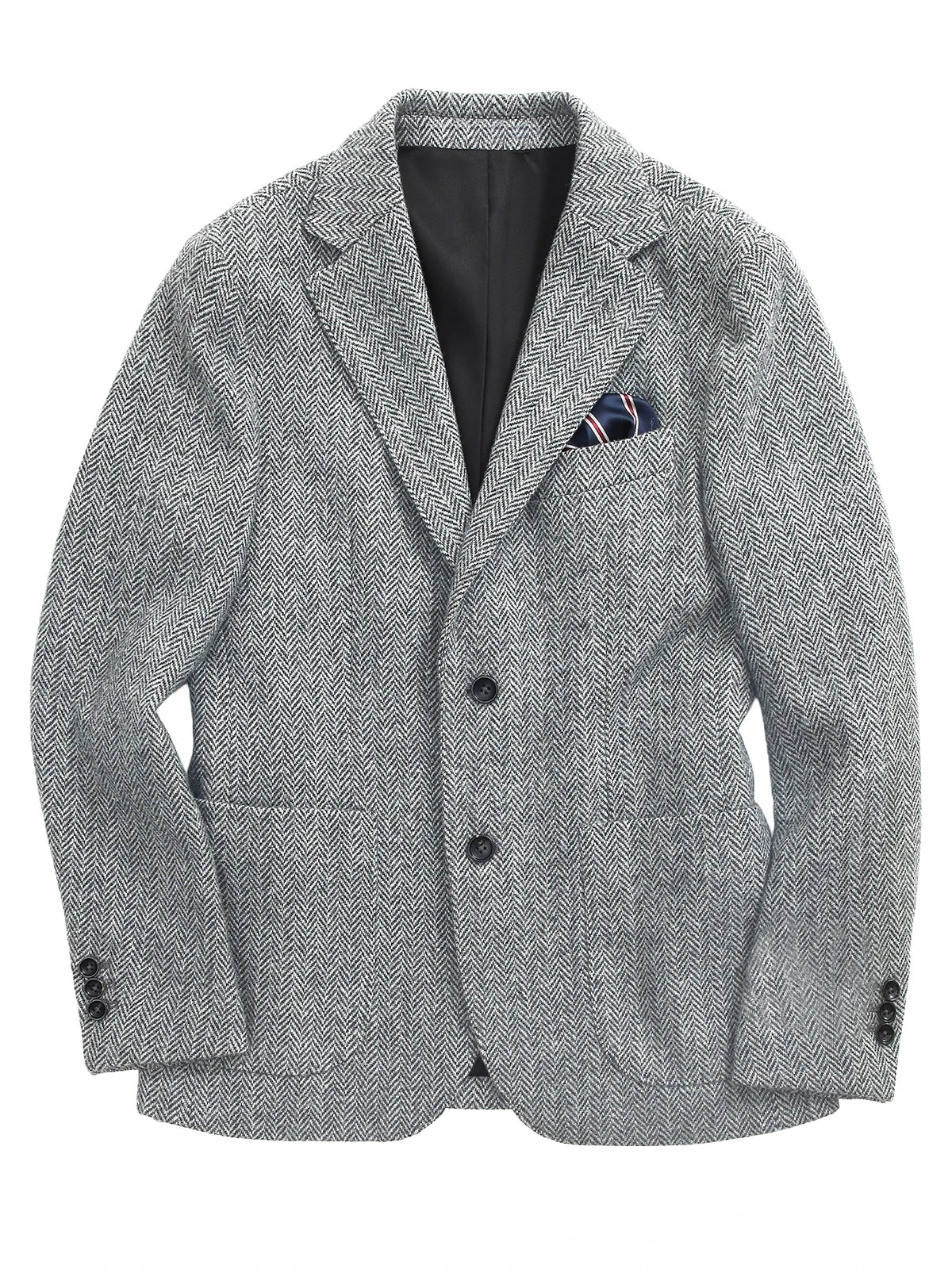 Navy Blue Herringbone Men's Suits Blazer Single Breasted Suit Jacket Formal Fashion Notch Lapel Coat for Wedding Business Casual
