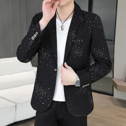 Blazer Men's Sequined High-end Hot Diamond Style Business Outdoor Travel Wedding Youth Slimming Casual High Formal Wear Blazer