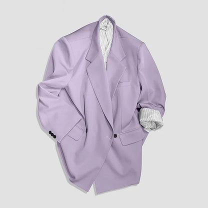 Men's Loose Fit Double Breasted Two-Piece Suit Set – Business Casual