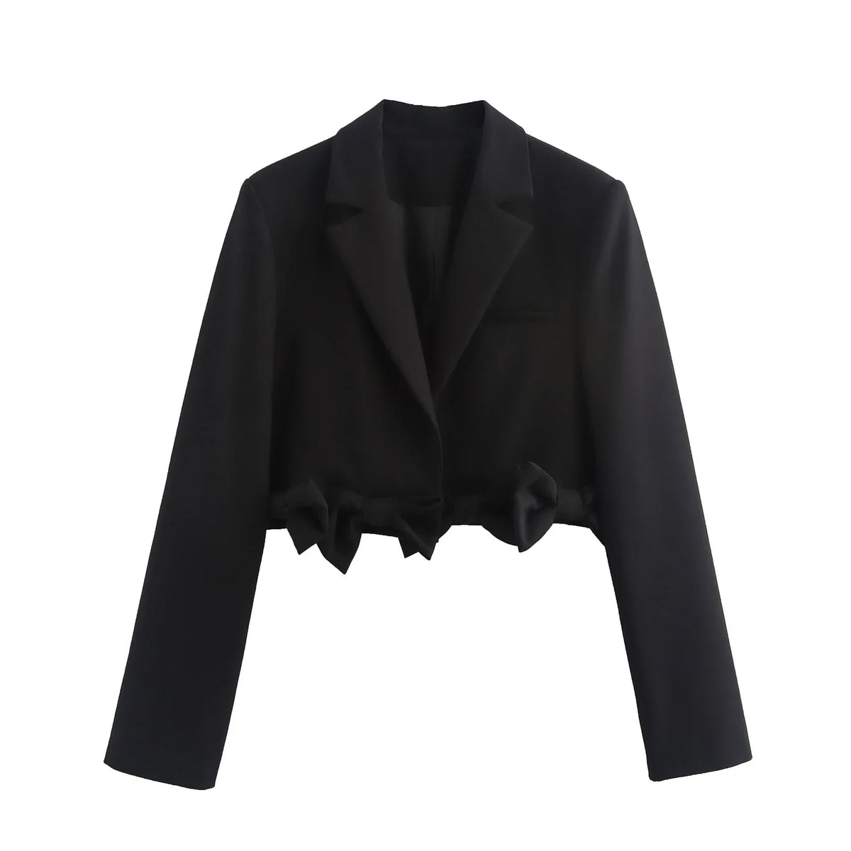 Women's Black Gothic Emo Cropped Bow Blazer Jacket Y2k 2000s Vintage Suit Coat Long Sleeve Single Breasted Outerwear Autum 2025