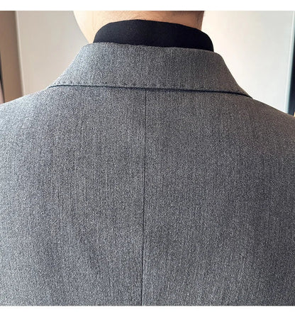 (Blazer + Trousers) Fashion Double Breasted Design Slim Men's Suit Italian Style Luxury Wedding Social Party Tuxedo 2 Piece Set