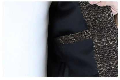 Blazer's New Men's Fashion Outdoor Travel Camping Youth Wedding Hosting Campus Slimming Casual Checkered Korean Version Blazer