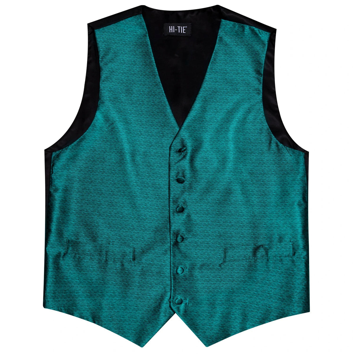 Men's Vest Matching Tie Set – Teal Textured Formal Waistcoat for Weddings and Business Events