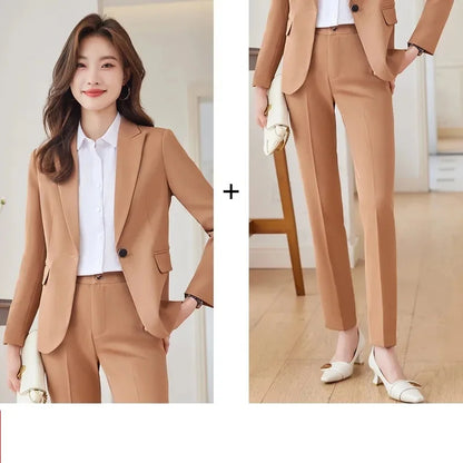 2025 Fashion Black Women Pant Suit 2 Piece Set Office Ladies Female Business Work Wear Formal Blazer Jacket And Trouser