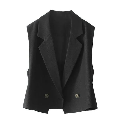 Autumn Women Solid Color Vest Tops Outerwear Spring Female Casual Sleeveless Jacket Korean Ladies Fashion V-neck Waistcoat Coat