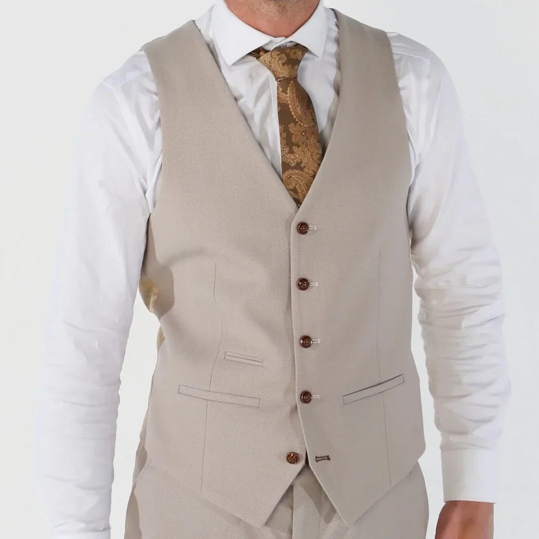 Men's Formal Vest Single Button V-Neck Solid Waistcoat for Weddings Banquets and Business