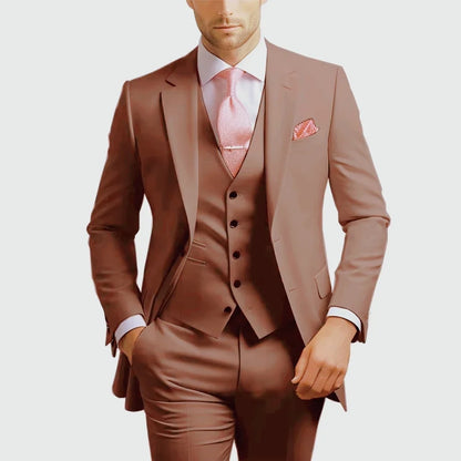 Elegant Men's Formal 3-Piece Slim Fit Wedding Suit with Notch Lapel Blazer Vest Pants for Party Prom Best Man Business Wear