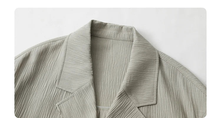 Women's Blazer Solid Casual Long Sleeve Jacket Texture Thin Suit Coat Shorts Office Lady Tops 2023 Summer New Fashion