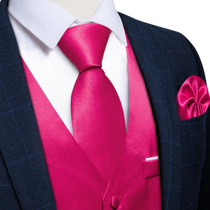 Men's Formal Vest Suit Set — Solid Color Waistcoat with Tie & Pocket Square for Weddings & Parties