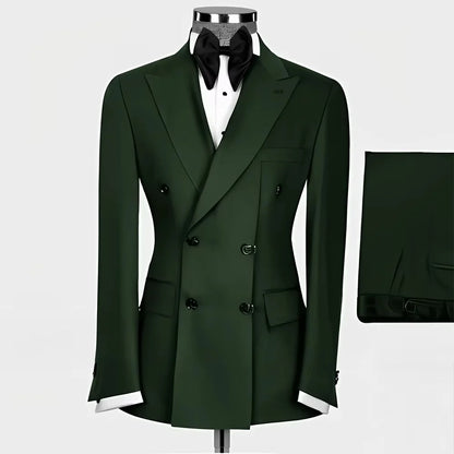 New Style Men Double Breasted Suits 2 Pieces Slim Fit Wedding Tuxedo Set Formal Blazer with Pants Prom Party Groom Office Wear