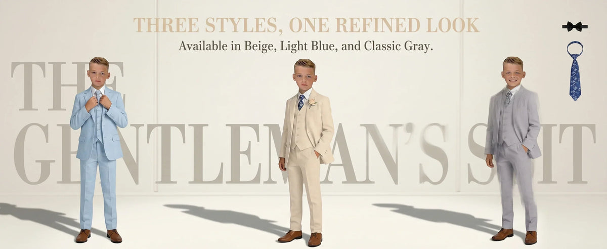 Boys 4-Piece Formal Suit Set – Single Breasted, Notched Collar, Wedding & Occasion Wear