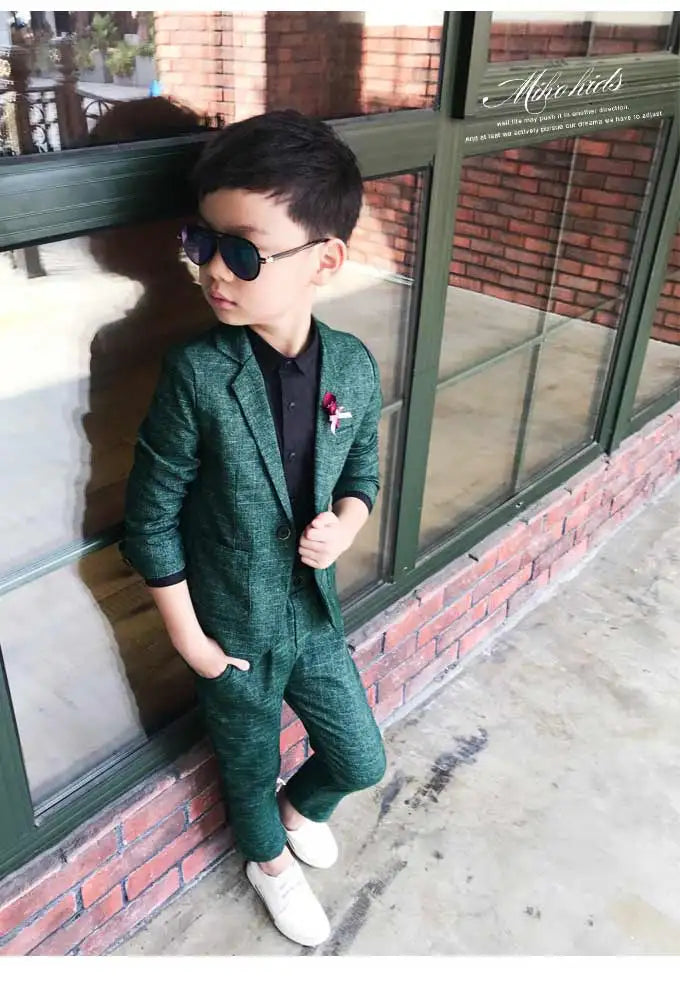 Kids Wedding Ceremony Slim Suit Children Formal Blazers Pants 2Pcs Photography Clothes Good Quality Baby Boys Handsome Suit