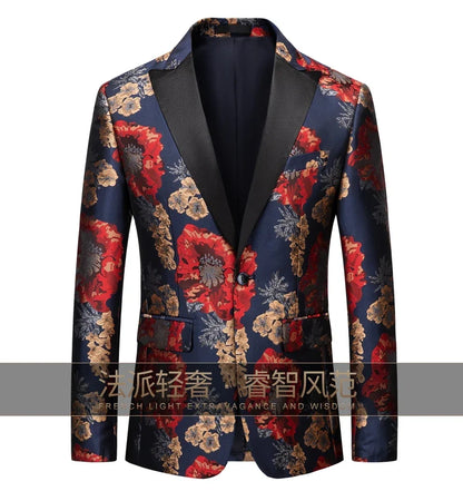 Men's Jacquard Blazer Single Breasted Slim Fit Smart Casual Wedding