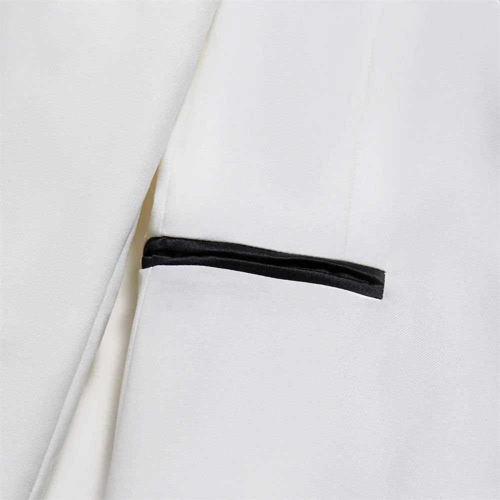 Boys Tuxedo Suit 5-Piece Set Kids Formal Outfit White for Wedding Birthday Piano Party