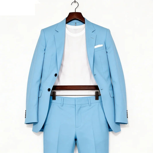 Smart Casual Slim Fit Men Suits 2 Piece Groom Tuxedos Single Breasted Blazer Pants Sets Prom Business Costume Homme Men Outfits
