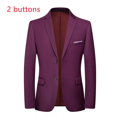 Blazer Fashion Men Business Casual Solid Color British Style Wedding Gentleman Slim Professional Formal Suit Blazer