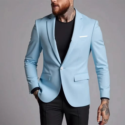 Men's Suit Business Jacket Thin Slim Fit Male 1 Piece Blazer Spring Autumn Simple Handsome Gentleman Vintage Casual