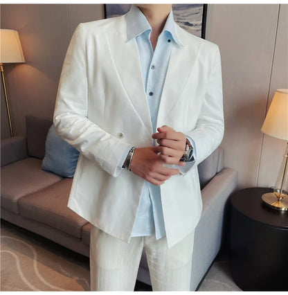 Summer Linen Breathable Suit Jacket Daily Casual Thin Blazers Men's Business Formal Suit Jacket Wedding Groom Coats Men Clothing