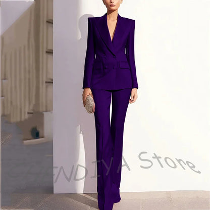 Luxury Satin Women Pants Suit Tailored Business Attire Dusty Rose 2 Piece Peak Lapel Straight Formal Outfit Daily Office Set