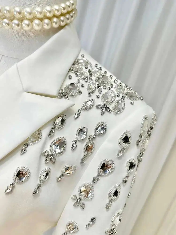 Women Beading Blazer Coat Double Breasted Full Sleeve Versatile High Street Style New Autumn 2026 Female Clothing 15KB5766