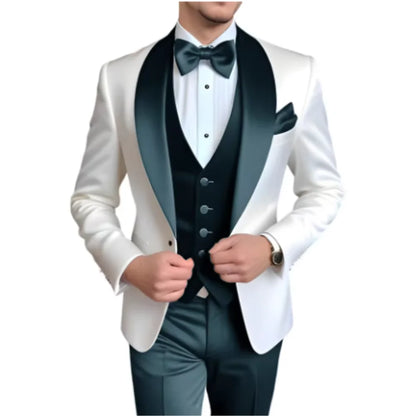 Men's 3-Piece Slim Fit Suit – Single Breasted Blazer, Vest & Pants Set for Wedding, Business & Formal Occasions