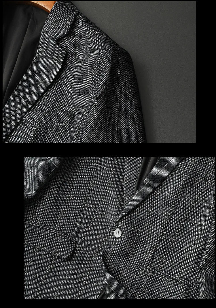 Spring Autumn Classic Checkered Suit Jacket Men Slim Fit Casual Business Office Uniform Formal Jacket Wedding Groom Men Blazers