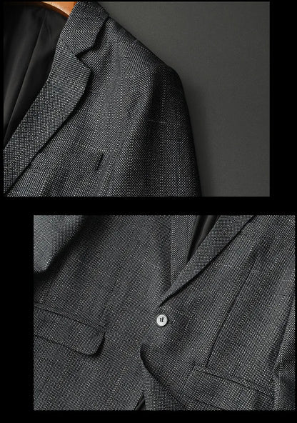Spring Autumn Classic Checkered Suit Jacket Men Slim Fit Casual Business Office Uniform Formal Jacket Wedding Groom Men Blazers