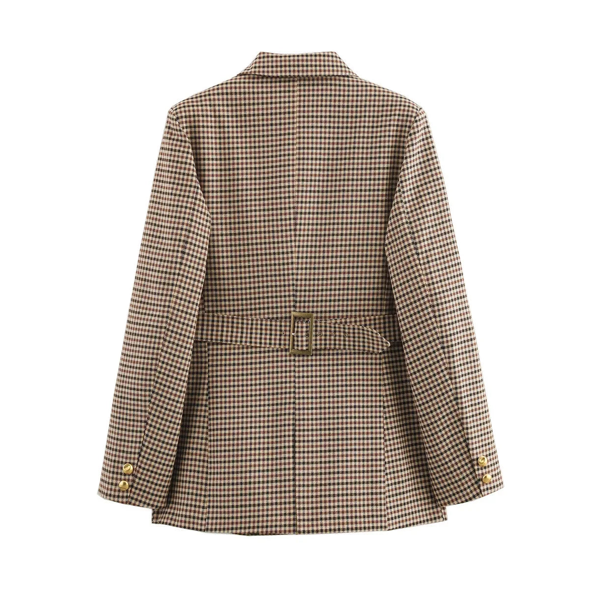 Fashionable Plaid Suit Women's Clothing Autumn New Style Versatile Design with Belt Business Casual Polyester Long Sl...
